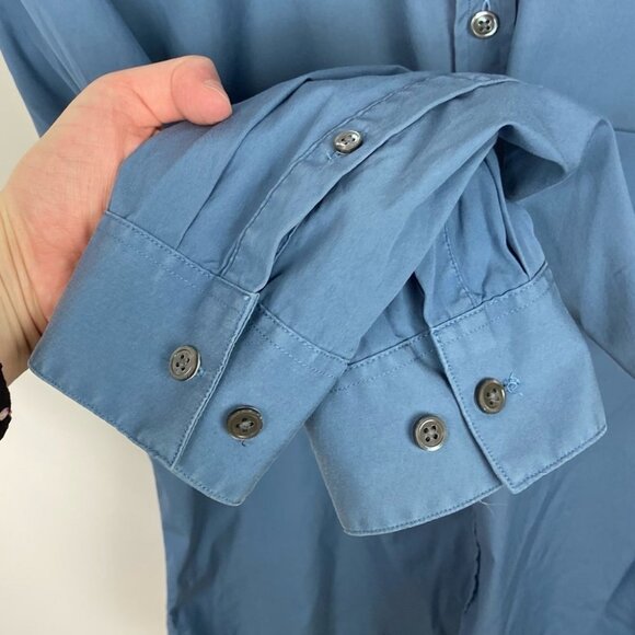 Theory Zack Ps Ostend Blue Button Up Dress Shirt Size Medium Stretch Long Sleeve - Picture 5 of 10